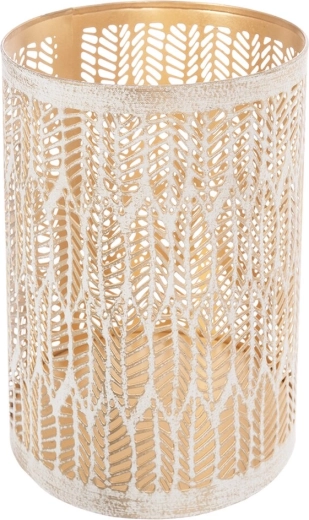 Kandelaar Leaf beige-goud metaal 18 cm
