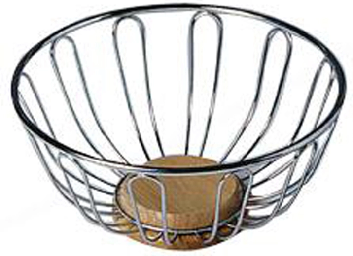 Draadmand voor fruit met houten bodem 23,7 × 11,5 cm