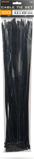 Zwarte kabelbinders 450 × 4,6 mm, 100 stuks