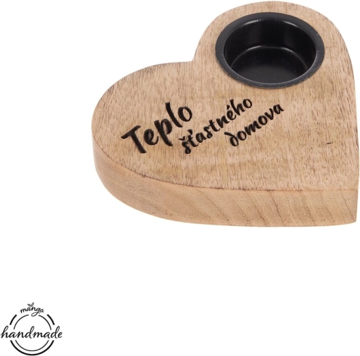 Kandelaar MANGO hart „Thuis” hout/metaal