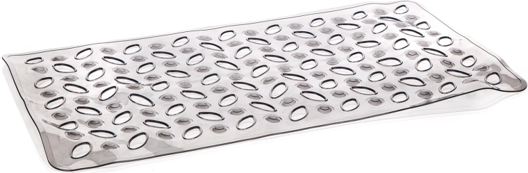 Antislip badmat Leaves 68 × 36 cm transparant grijs