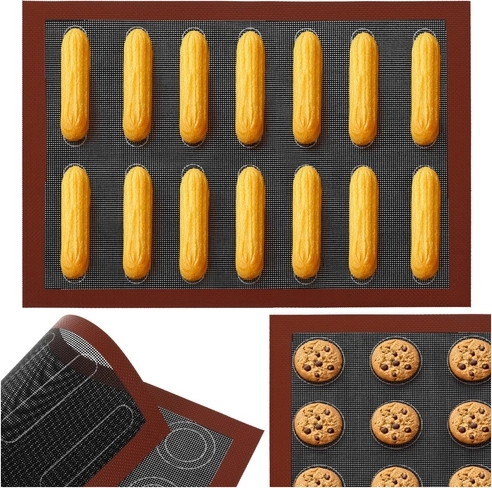 Siliconen geperforeerde bakmat 30 × 40 cm RUHHY, dubbelzijdig, herbruikbaar