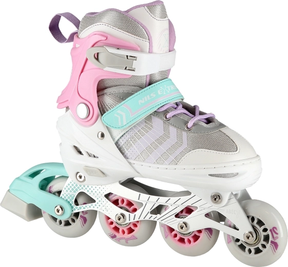 Kinder verstelbare schaatsen 4-in-1 NILS Extreme NH18192 wit-roze – S (29-33)