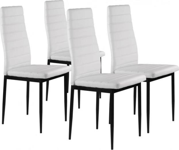 Set van 4 eetkamerstoelen met ergonomische rugleuning van eco-leer, wit