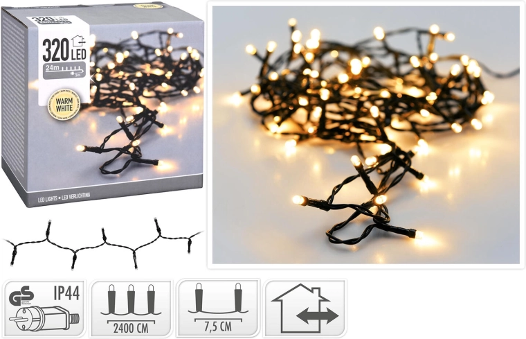 Kerst buiten LED-verlichting 24 m (320 LED) warm wit