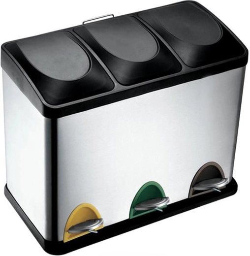 Roestvrijstalen afvalbak voor gescheiden afval 45 l