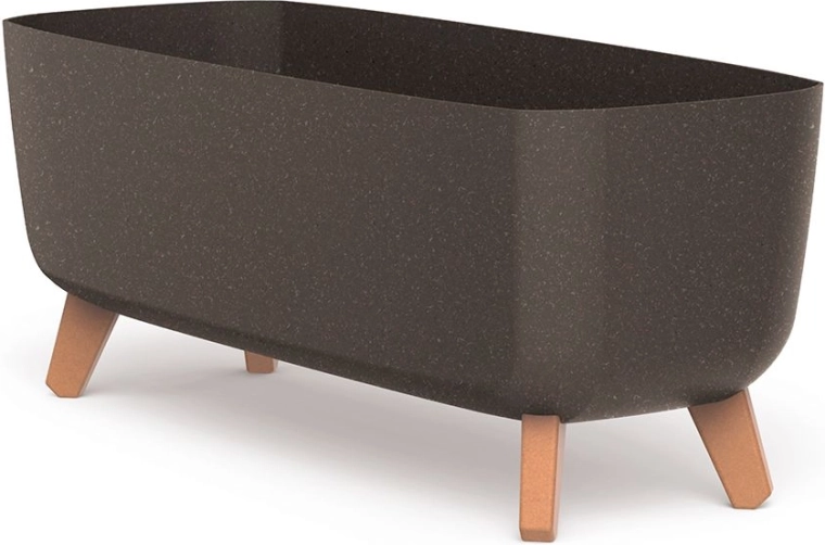 Zelfbewaterende plantenbak met poten 58 cm ECO Wood koffie