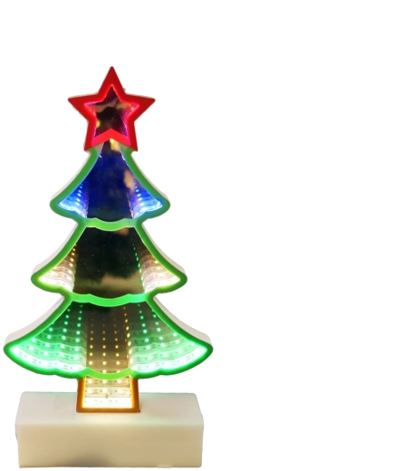 Kerst 3D-leddecoratie in de vorm van een boom met oneindig spiegeleffect