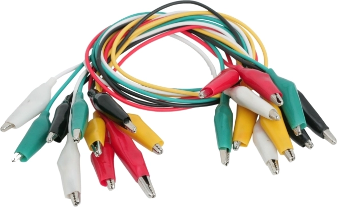 Set mini-krokodillenklemmen met kabel, 10 stuks