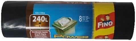 Extra sterke vuilniszakken 240 l, 120 × 150 cm, zwart, FINO (8 stuks)