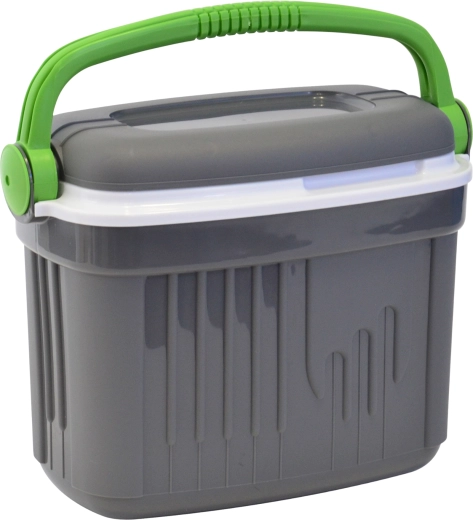 Toeristische passieve koeltas 8 l KAMAI ICEBERG, donkergrijs met groen handvat