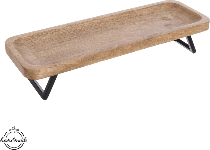 Mango dienblad van hout en metaal 46 × 16 cm