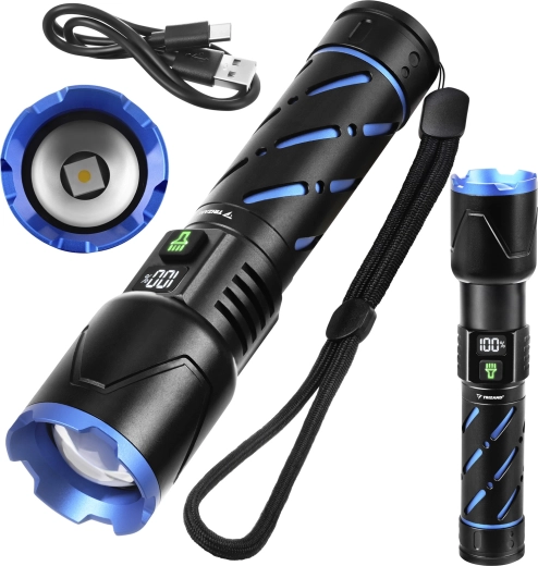 Tactische LED-zaklamp Trizand 800 lm met accu 5000 mAh, USB-C, zoom en powerbank