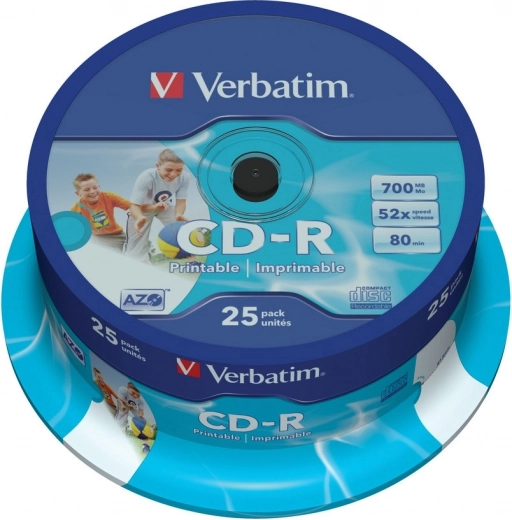 CD-R Verbatim 52x 700MB 25 stuks Printbaar
