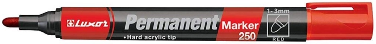 Permanente marker LUXOR 250, ronde punt 2–3 mm, rood