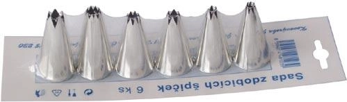 Set van metalen spuitmondjes van vertind metaal, 6 stuks