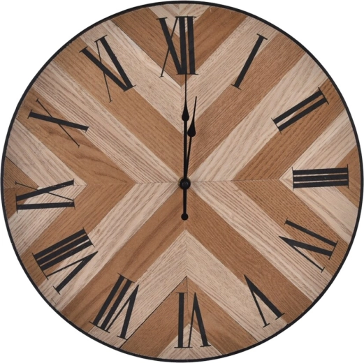 Decoratieve wandklok van hout en metaal, beige, 39 cm