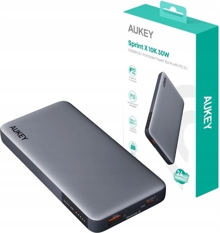 powerbank aukey sprint x 10k 30w, 10000 mah met pd 3.0 en qc 3.0