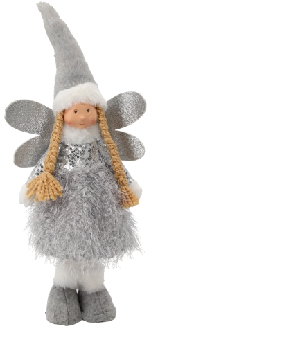 Kerstengel 45 cm grijs