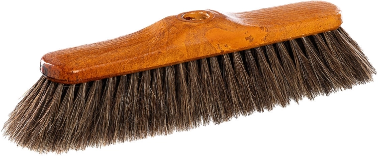 Vloertrekker 28 cm van kunststof in houtimitatie met zuivere paardenhaar en grove schroefdraad