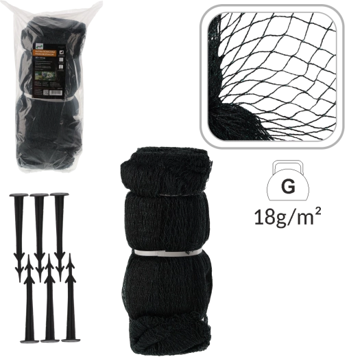 Vogelbeschermingsnet 10 × 15 m met 20 kunststof haringen