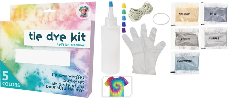 Set voor textiel batikken – kleurenmix 5 g (5 stuks) met accessoires
