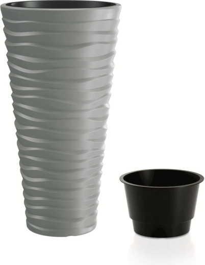 Bloempot Prosperplast Sand Slim grijze steen 29,6 cm