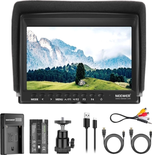 Neewer F100 draagbare monitor met USB-oplader en NP-F550-batterij