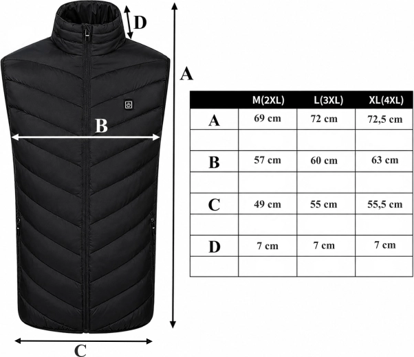 Verwarmde unisex USB-vest, maat L - 1 stuk