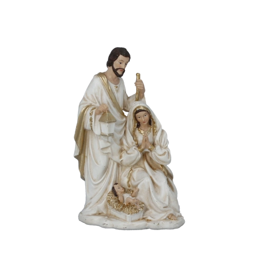Kerstfiguur Heilige Familie met vergulde details
