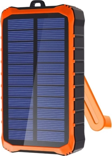 Zonne-energie powerbank met zwengel 12000 mAh – grijs