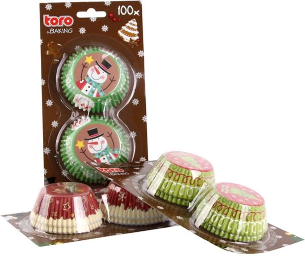 Papieren muffinvormpjes TORO – kerst, 100 stuks