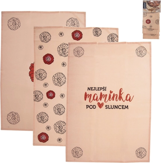 Katoenen keukenhanddoeken „Beste mama“ (3 stuks)