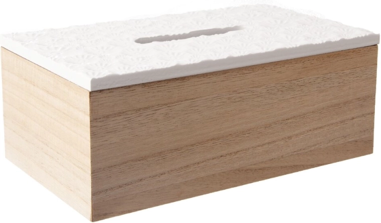 Beige houten box voor papieren zakdoekjes 24 × 14 × 10 cm