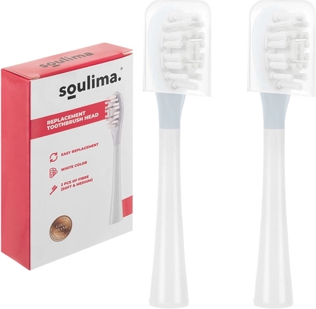 Vervangende opzetborstels voor sonische tandenborstel SOULIMA X800, wit, soft + medium, 2 stuks