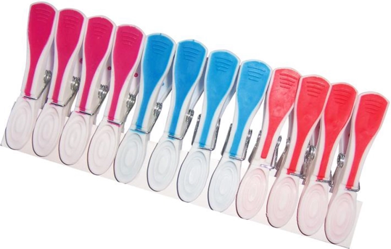 Kunststof antislip wasknijpers, 12 stuks