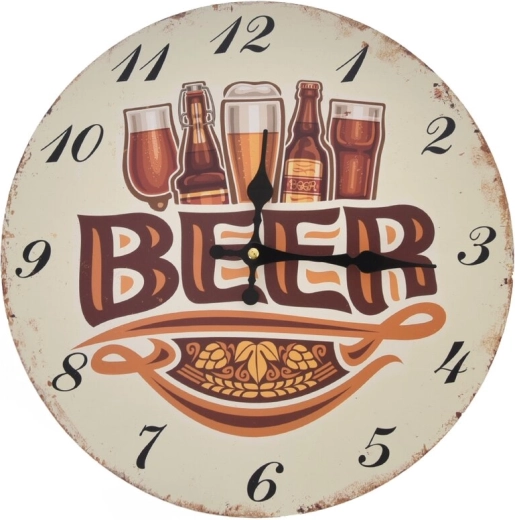 Beige houten wandklok Beer 34 cm