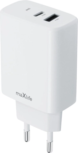 MAXLIFE 20 W netstroom-snellader met USB‑C en USB-A