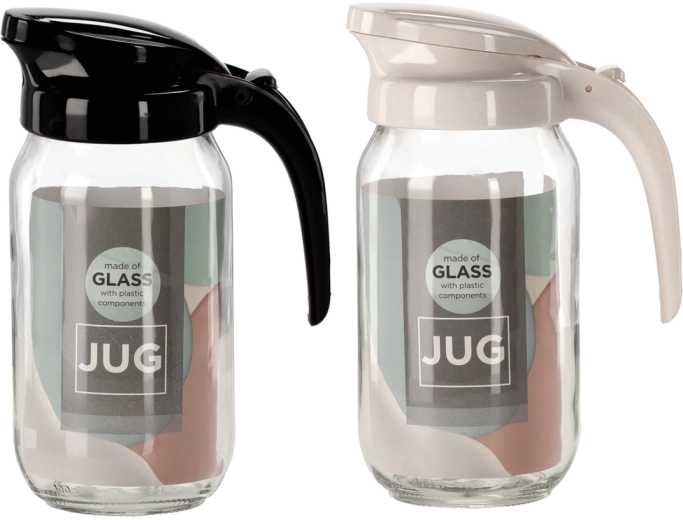 Glazen kan 1 l Renga met deksel en ergonomisch handvat