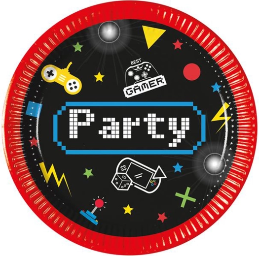 Papieren borden Gamer 20 cm, 8 stuks