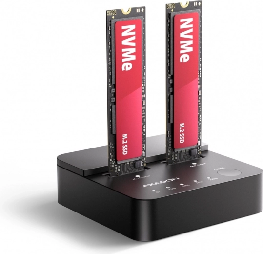 Axagon Clone Master docking- en kloonstation USB-C 3.2 Gen 2x2 voor 2× NVMe M.2 (20 Gbps)