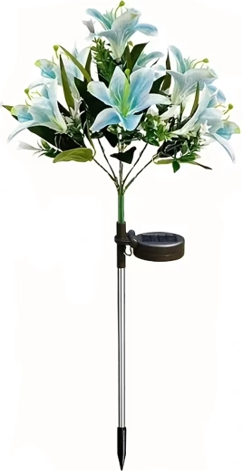 Zonnelamp voor in de tuin in lelievorm – decoratieve LED-bloem voor in de border