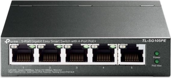 TP-Link 5‑poorts gigabit Easy Smart switch met 4× PoE+