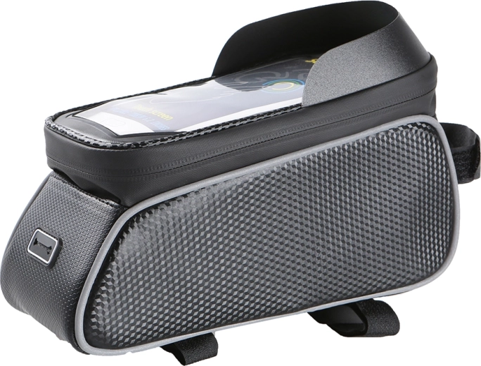 Maxlife waterdichte frametas voor fiets met telefoonhouder, zwart