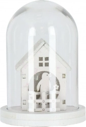 Kerst LED-huisje in glas - wit