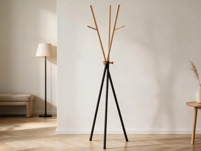 Staande kapstok HOKSY 170 cm zwart en licht hout
