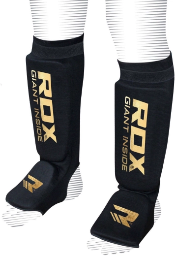 RDX scheen- en wreefbeschermers Hosiery Shin Instep Foam zwart/goud – maat XL