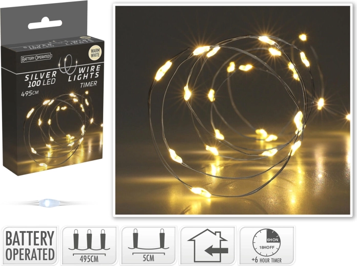 Kerst LED-verlichting warm wit 4,95 m (100 LED) met timer