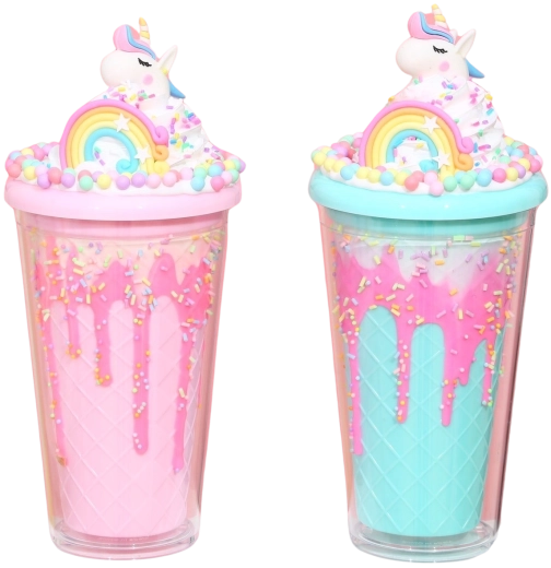 Beker met deksel en rietje Regenboogeenhoorn 480 ml – meerdere kleuren