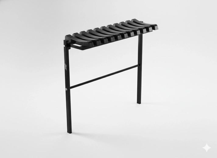 Opvouwbare begraafplaatsbank 68 cm – zwarte staal